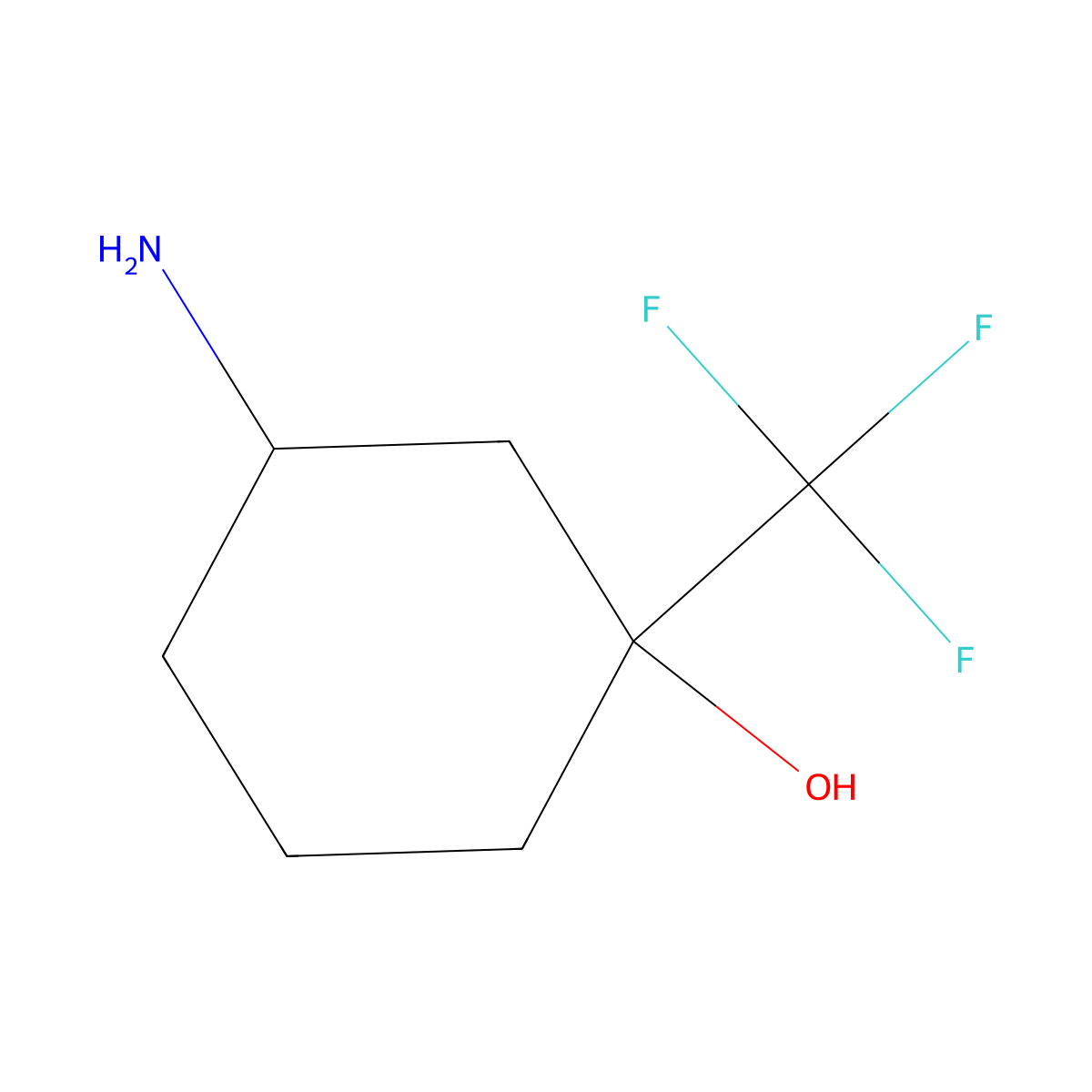 3-Amino-1-(trifluoromethyl)cyclohexan-1-ol molecular structure, CAS 1251923-56-4