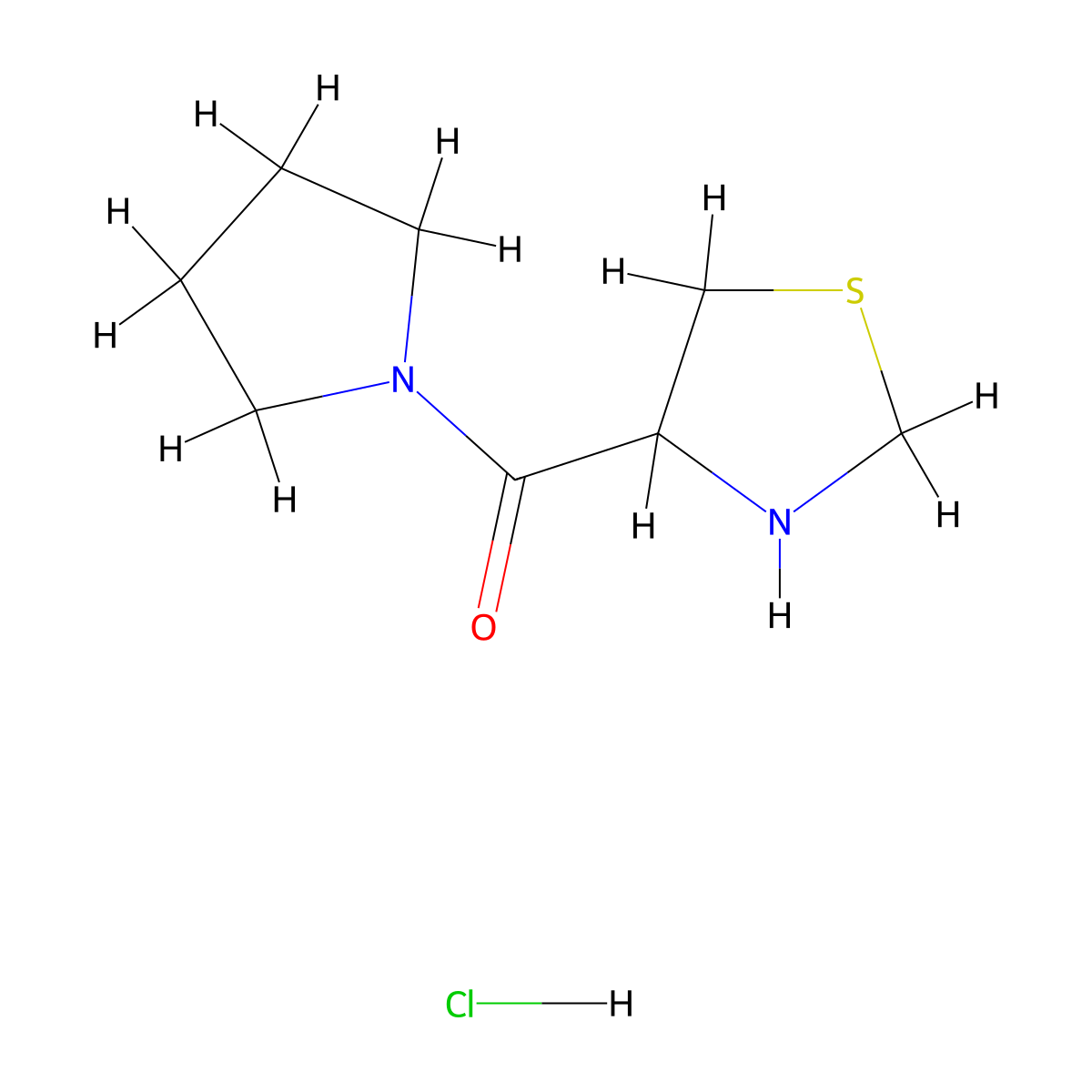 4-(Pyrrolidine-1-carbonyl)-1,3-thiazolidine hydrochloride molecular structure, CAS 1251923-58-6