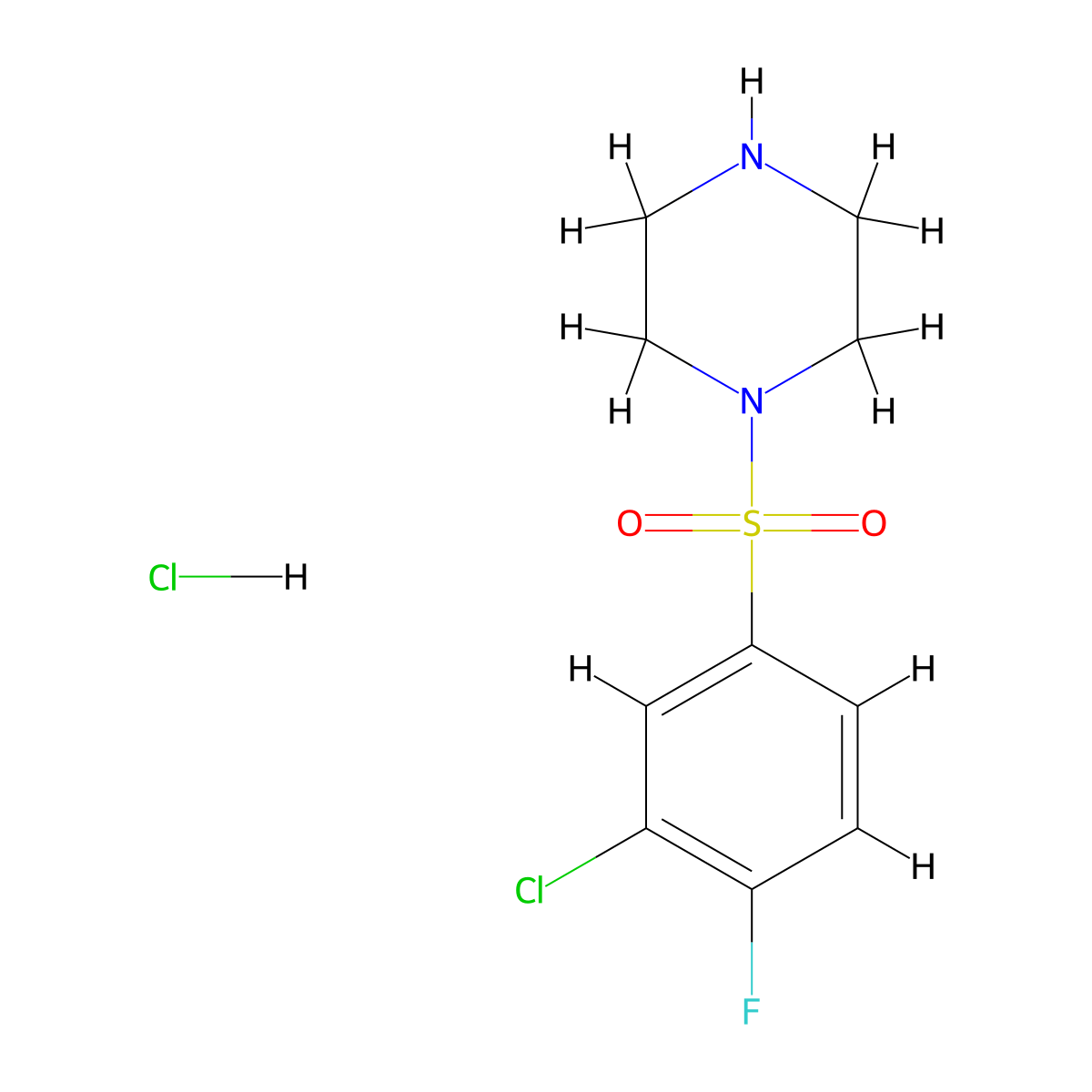 1-(3-Chloro-4-fluorobenzenesulfonyl)piperazine hydrochloride molecular structure, CAS 1251923-60-0