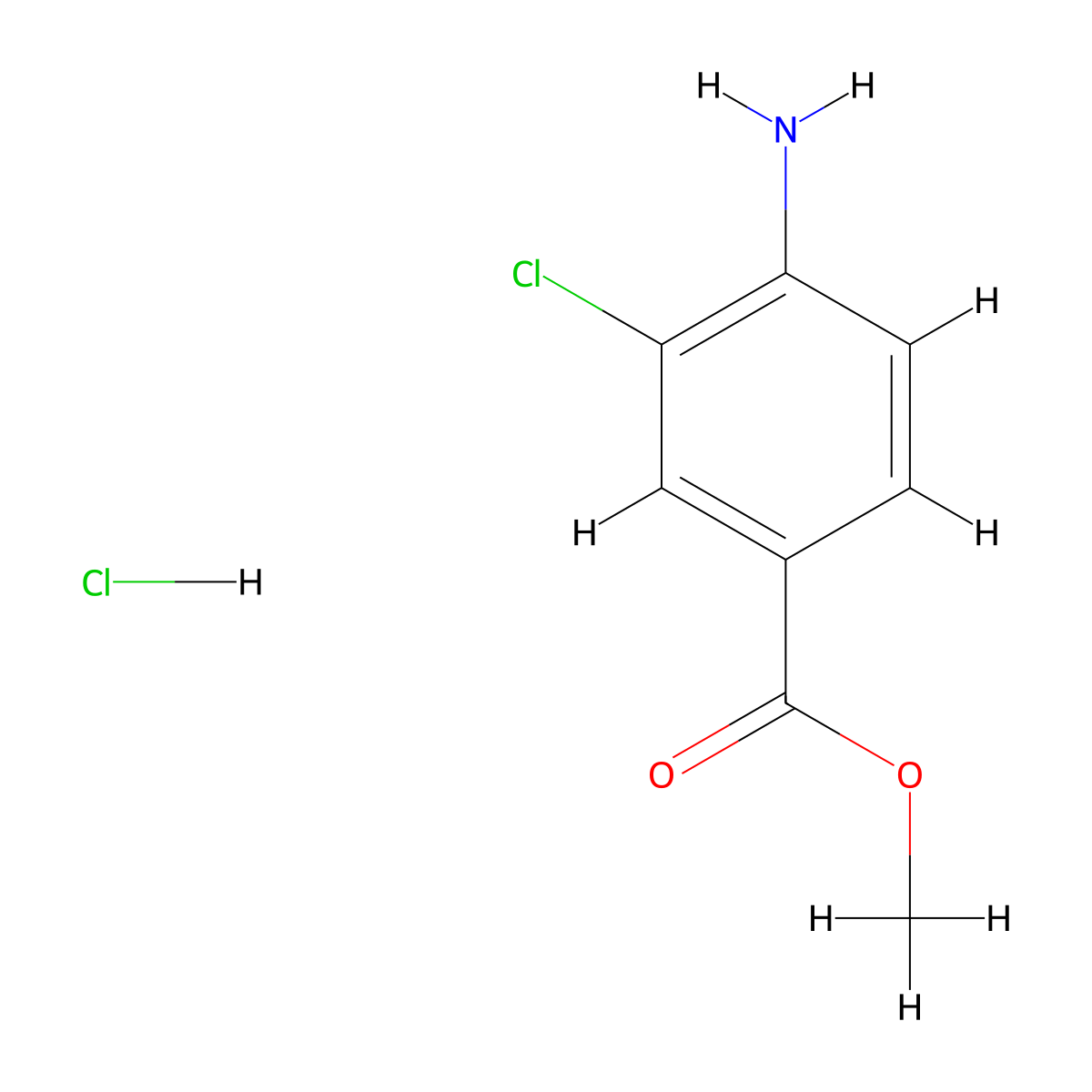 Methyl 4-amino-3-chlorobenzoate hydrochloride molecular structure, CAS 1251923-61-1