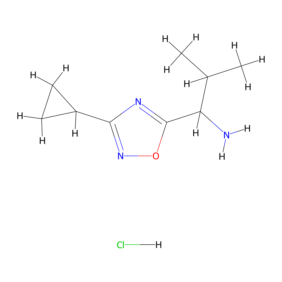 1-(3-Cyclopropyl-1,2,4-oxadiazol-5-yl)-2-methylpropan-1-amine hydrochloride molecular structure, CAS 1251923-65-5