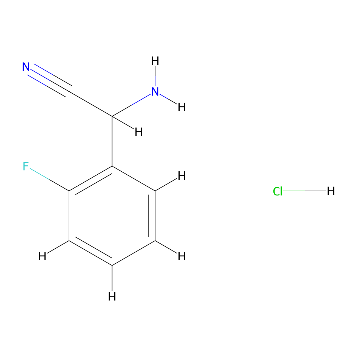 2-Amino-2-(2-fluorophenyl)acetonitrile hydrochloride molecular structure, CAS 1251923-68-8
