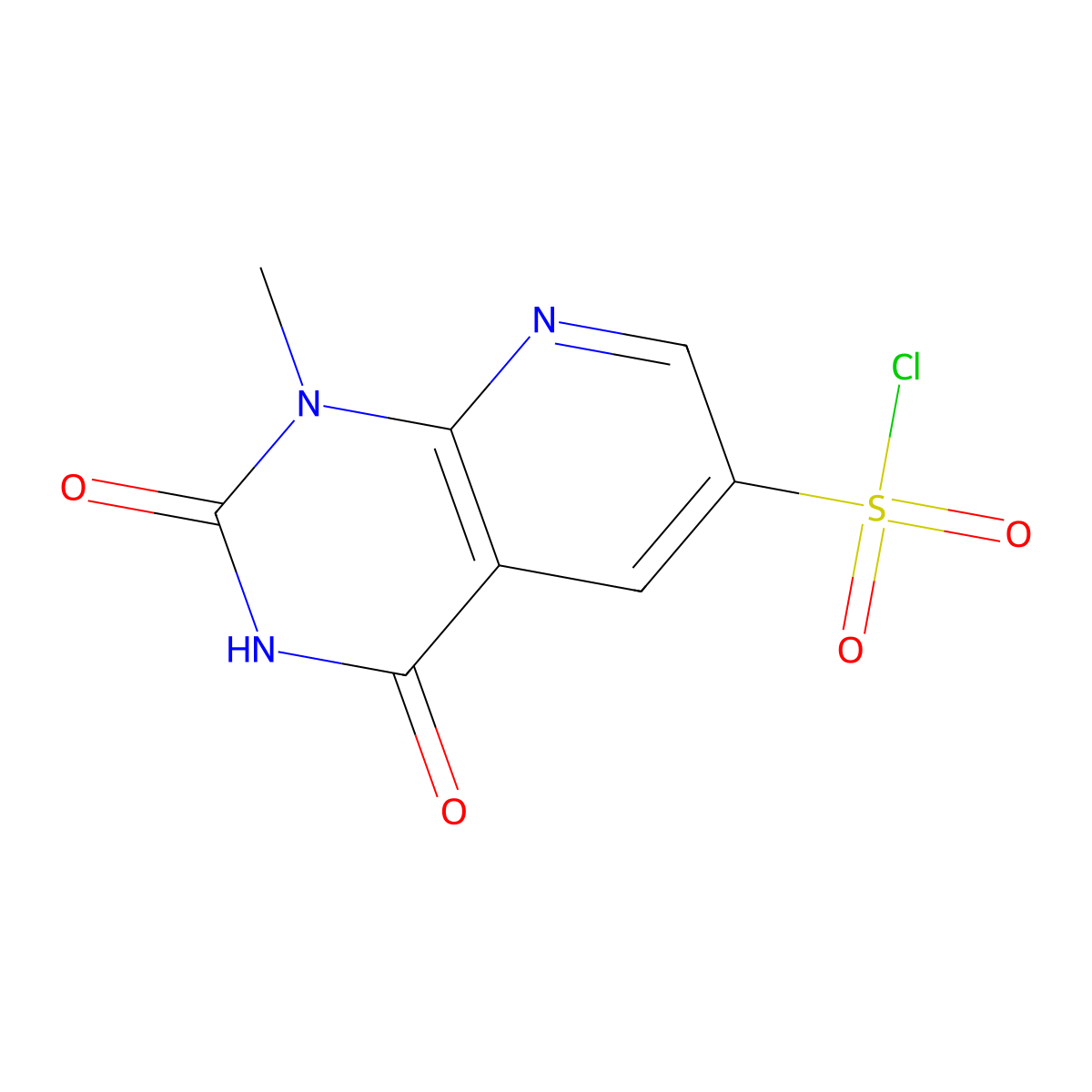 1-methyl-2,4-dioxo-1H,2H,3H,4H-pyrido(2,3-d)pyrimidine-6-sulfonyl chloride molecular structure, CAS 1251923-69-9