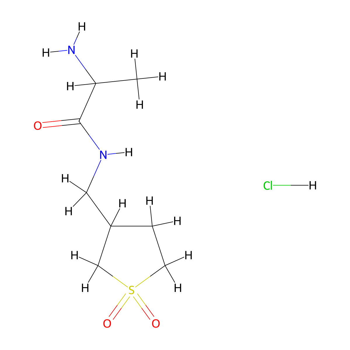 2-amino-N-[(1,1-dioxo-1lambda6-thiolan-3-yl)methyl]propanamide hydrochloride molecular structure, CAS 1251923-71-3