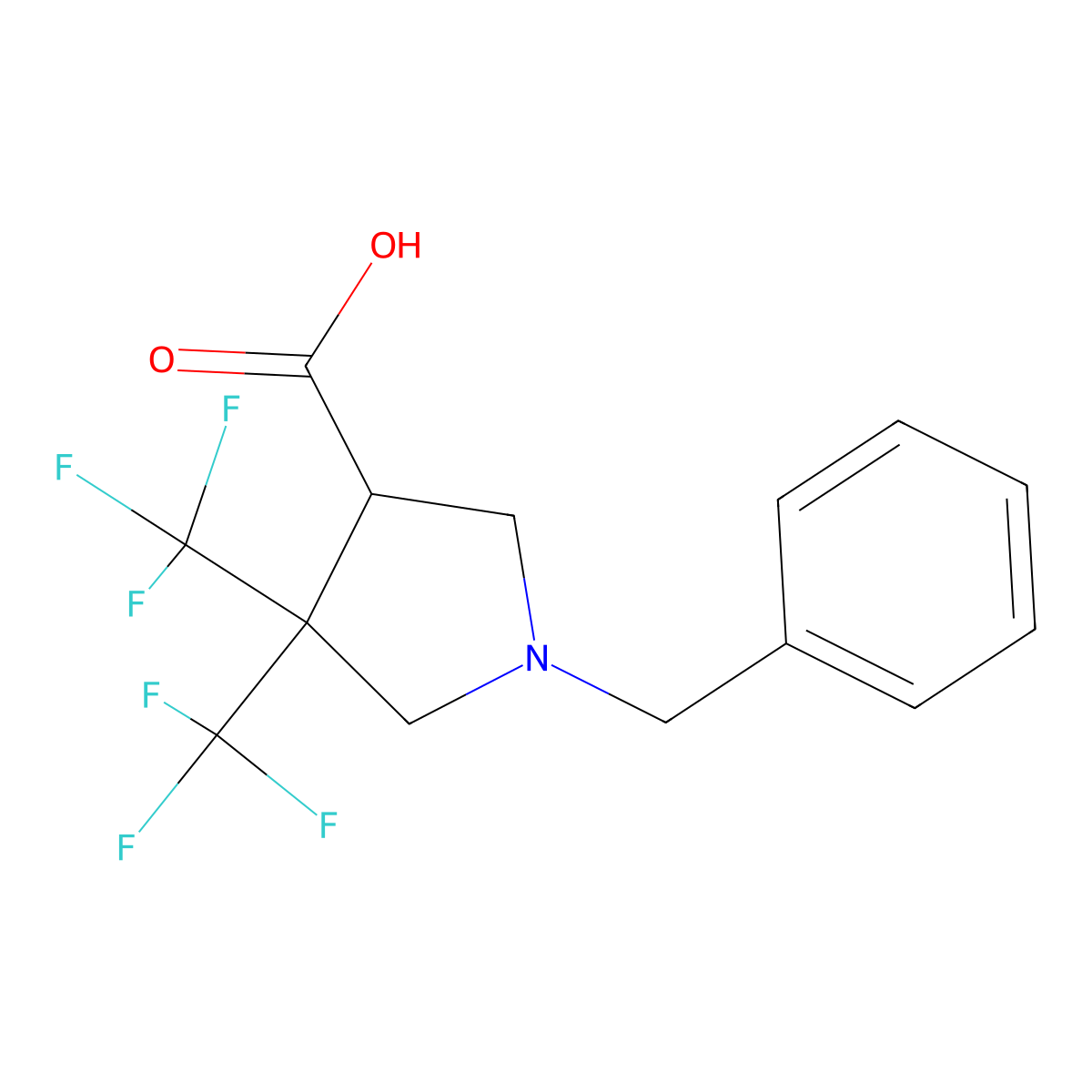 1-Benzyl-4,4-bis(trifluoromethyl)pyrrolidine-3-carboxylic acid molecular structure, CAS 1251923-79-1