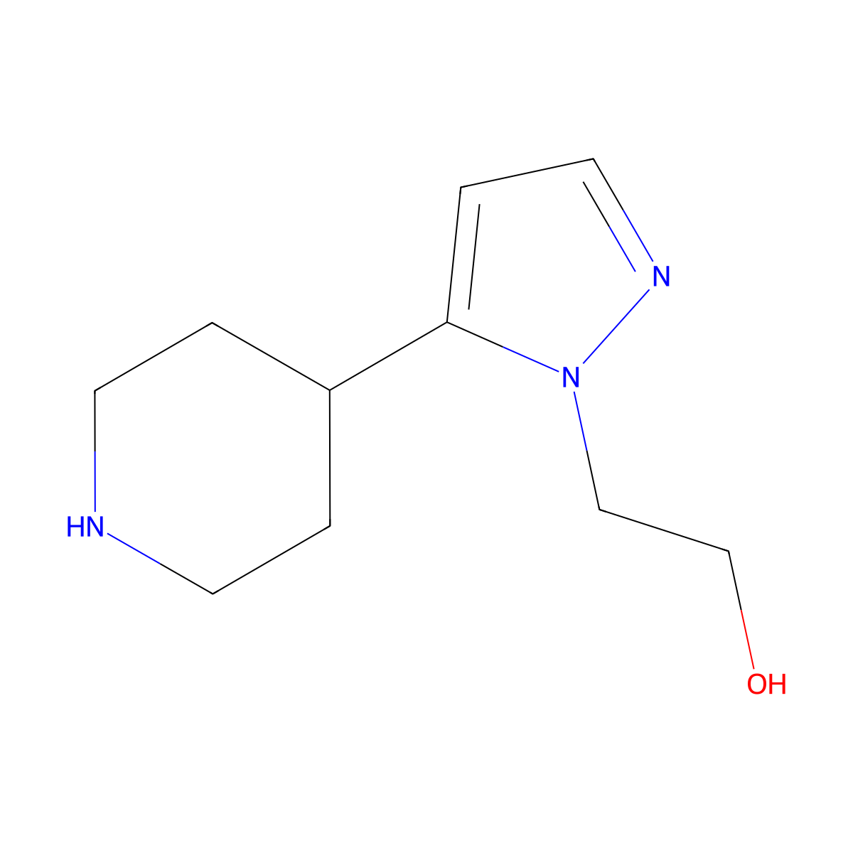 2-(5-(piperidin-4-yl)-1H-pyrazol-1-yl)ethan-1-ol molecular structure, CAS 1251923-87-1