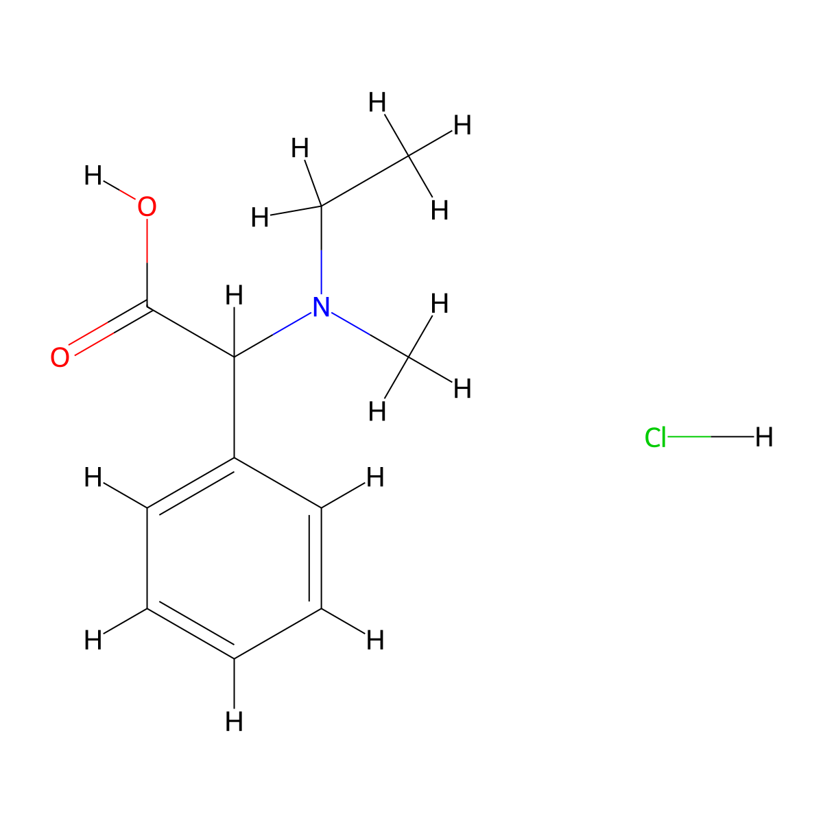 2-[Ethyl(methyl)amino]-2-phenylacetic acid hydrochloride molecular structure, CAS 1251923-89-3