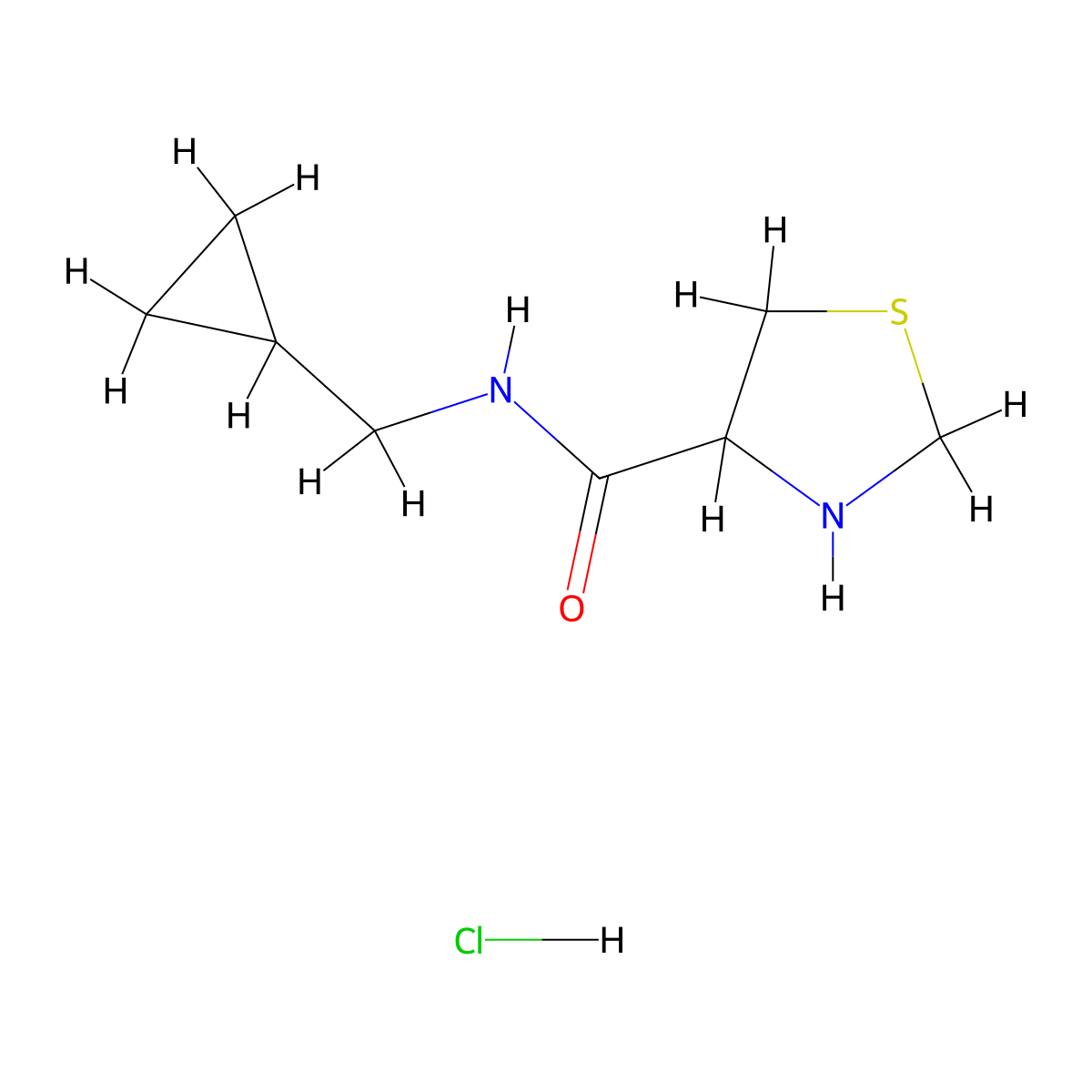 N-(cyclopropylmethyl)-1,3-thiazolidine-4-carboxamide hydrochloride molecular structure, CAS 1251923-95-1