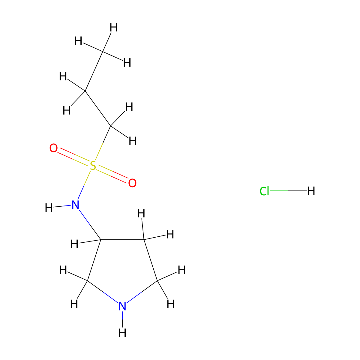 N-(pyrrolidin-3-yl)propane-1-sulfonamide hydrochloride molecular structure, CAS 1251923-96-2