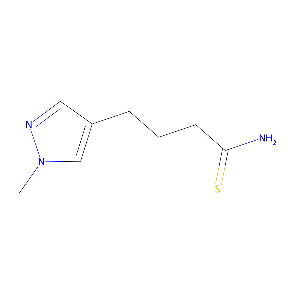 4-(1-methyl-1H-pyrazol-4-yl)butanethioamide molecular structure, CAS 1251923-97-3
