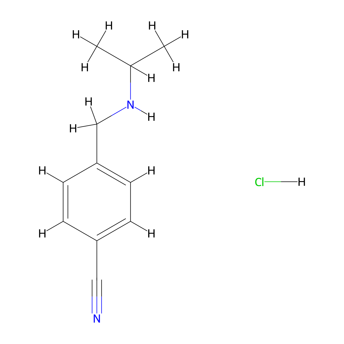 4-{[(Propan-2-yl)amino]methyl}benzonitrile hydrochloride molecular structure, CAS 1251923-99-5