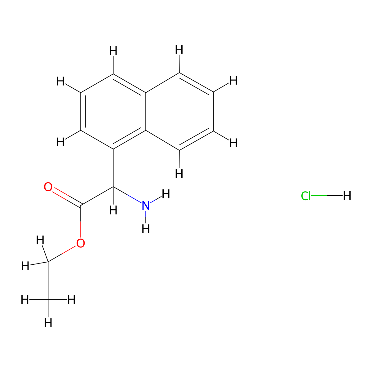Ethyl 2-amino-2-(naphthalen-1-yl)acetate hydrochloride molecular structure, CAS 1251924-10-3