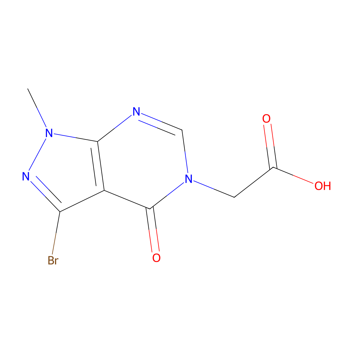2-{3-bromo-1-methyl-4-oxo-1H,4H,5H-pyrazolo[3,4-d]pyrimidin-5-yl}acetic acid molecular structure, CAS 1251924-18-1
