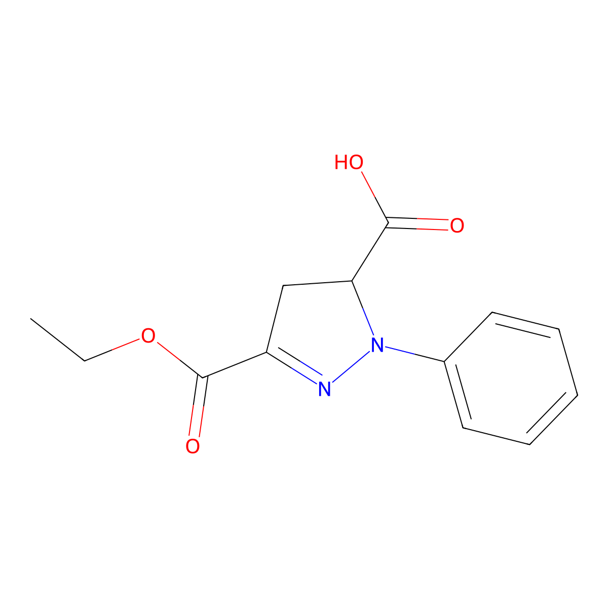 3-(ethoxycarbonyl)-1-phenyl-4,5-dihydro-1H-pyrazole-5-carboxylic acid molecular structure, CAS 1251924-19-2