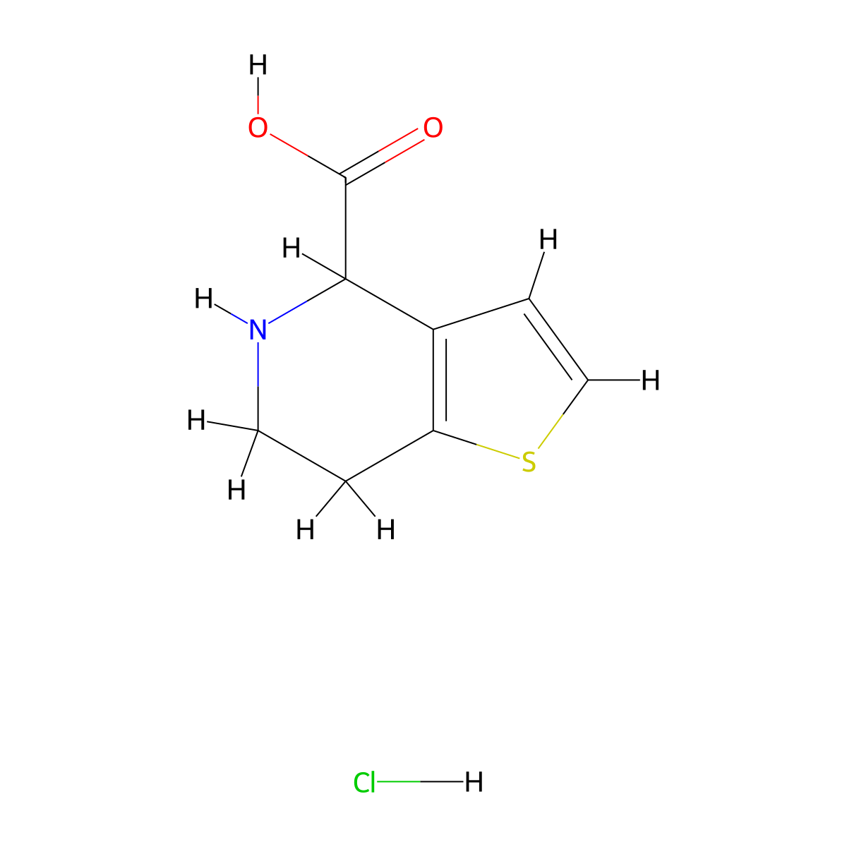 4H,5H,6H,7H-thieno(3,2-c)pyridine-4-carboxylic acid hydrochloride molecular structure, CAS 1251924-21-6