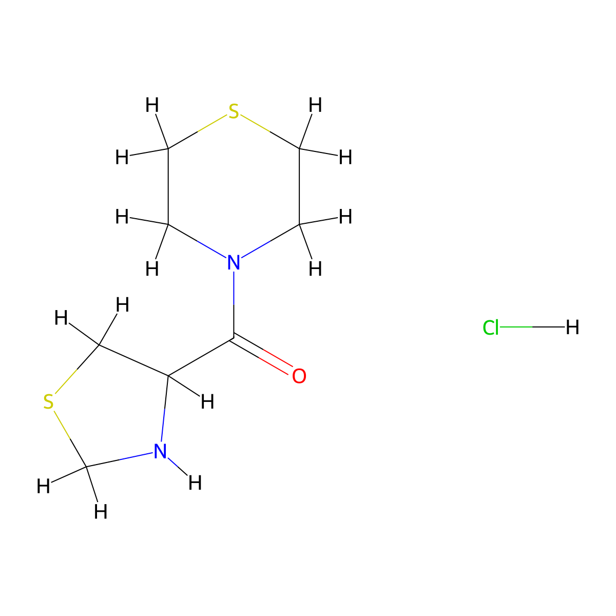 4-(1,3-Thiazolidine-4-carbonyl)thiomorpholine hydrochloride molecular structure, CAS 1251924-22-7
