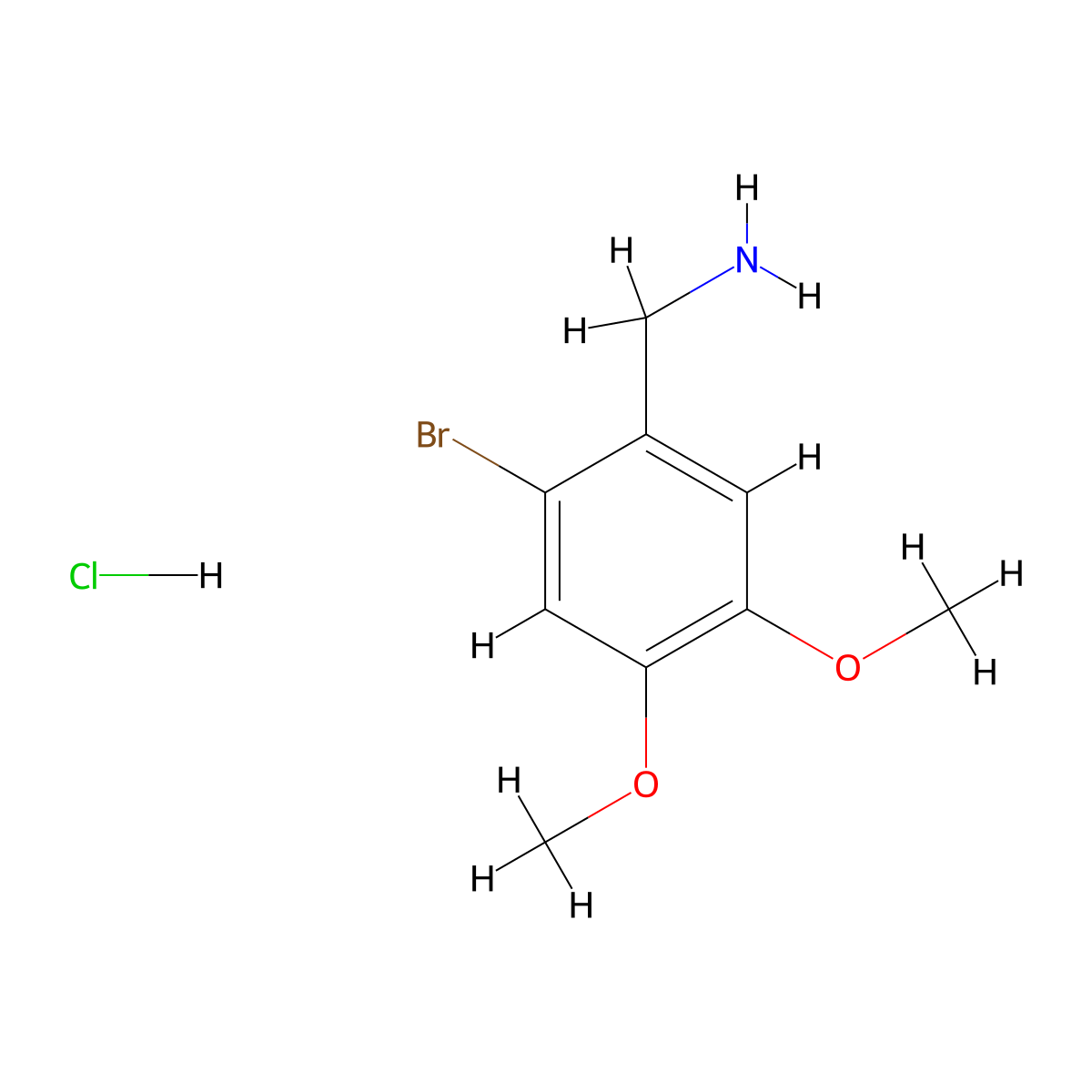 (2-Bromo-4,5-dimethoxyphenyl)methanamine hydrochloride molecular structure, CAS 1251924-24-9