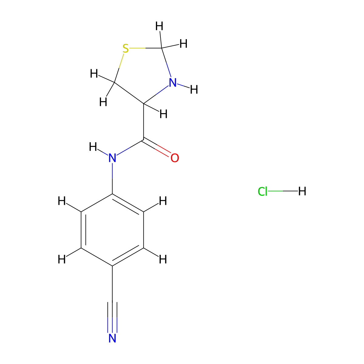 N-(4-cyanophenyl)-1,3-thiazolidine-4-carboxamide hydrochloride molecular structure, CAS 1251924-27-2