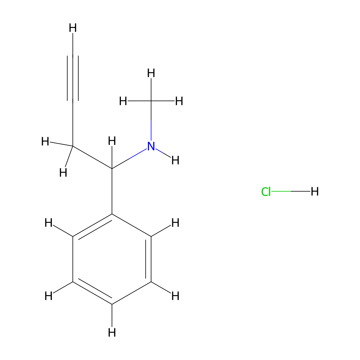 Methyl(1-phenylbut-3-yn-1-yl)amine hydrochloride molecular structure, CAS 1251924-31-8