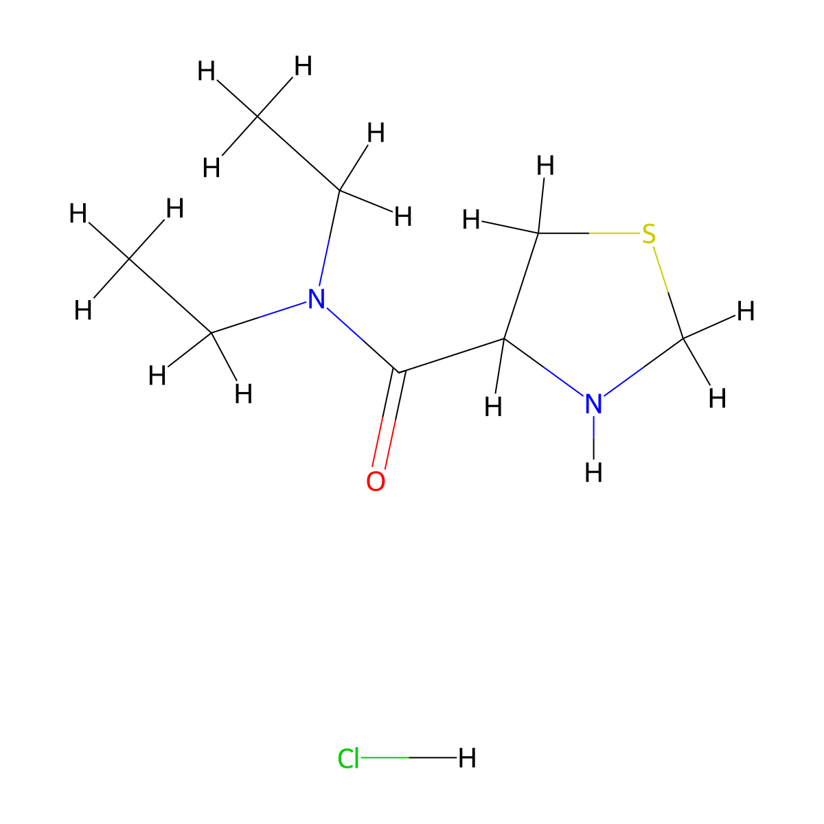 N,N-diethyl-1,3-thiazolidine-4-carboxamide hydrochloride molecular structure, CAS 1251924-32-9