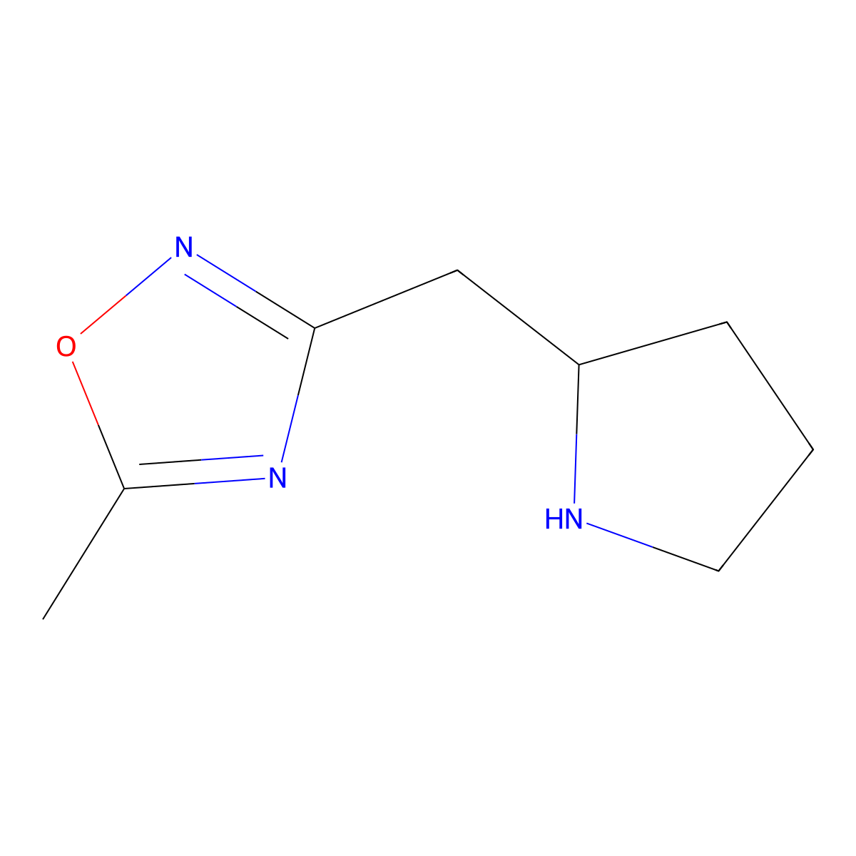 5-Methyl-3-(pyrrolidin-2-ylmethyl)-1,2,4-oxadiazole molecular structure, CAS 1251924-38-5