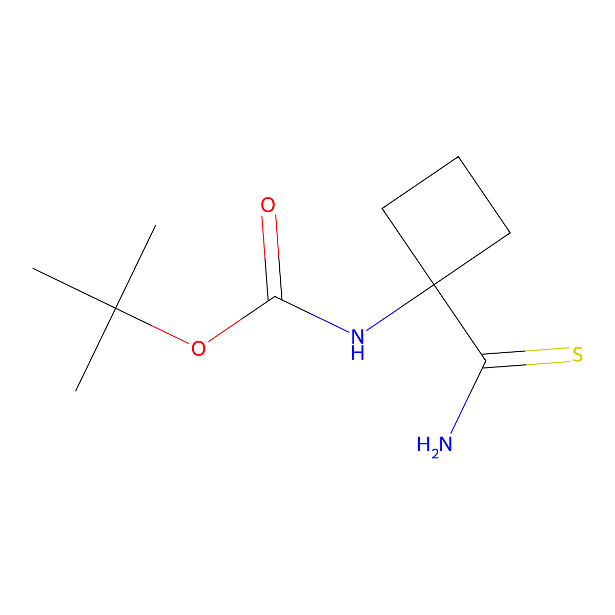 tert-butyl N-(1-carbamothioylcyclobutyl)carbamate molecular structure, CAS 1251924-39-6