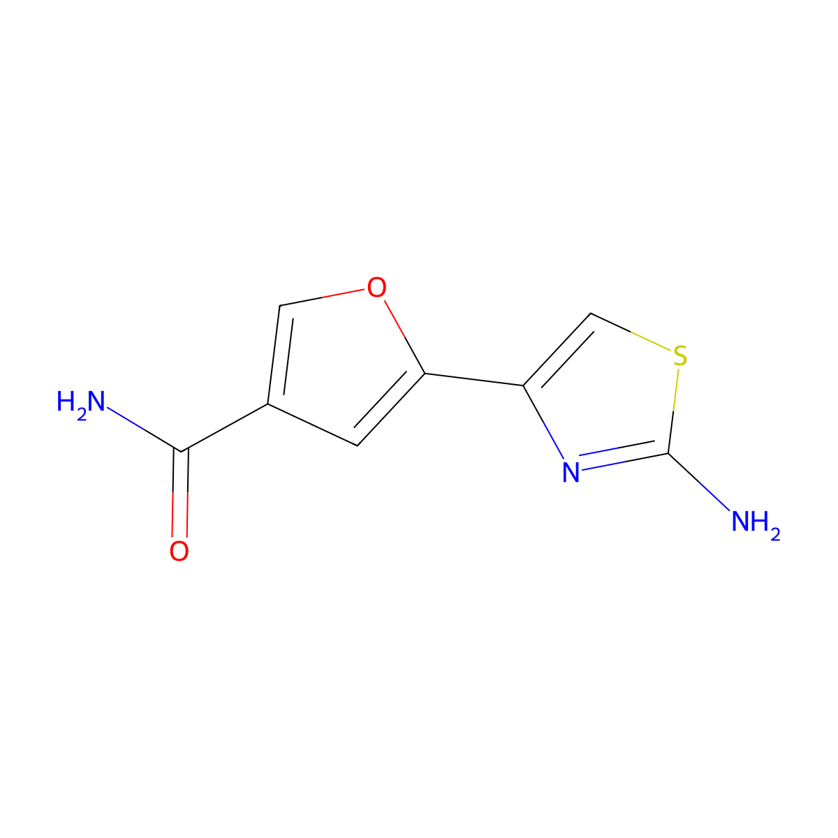 5-(2-Amino-1,3-thiazol-4-yl)furan-3-carboxamide molecular structure, CAS 1251924-41-0