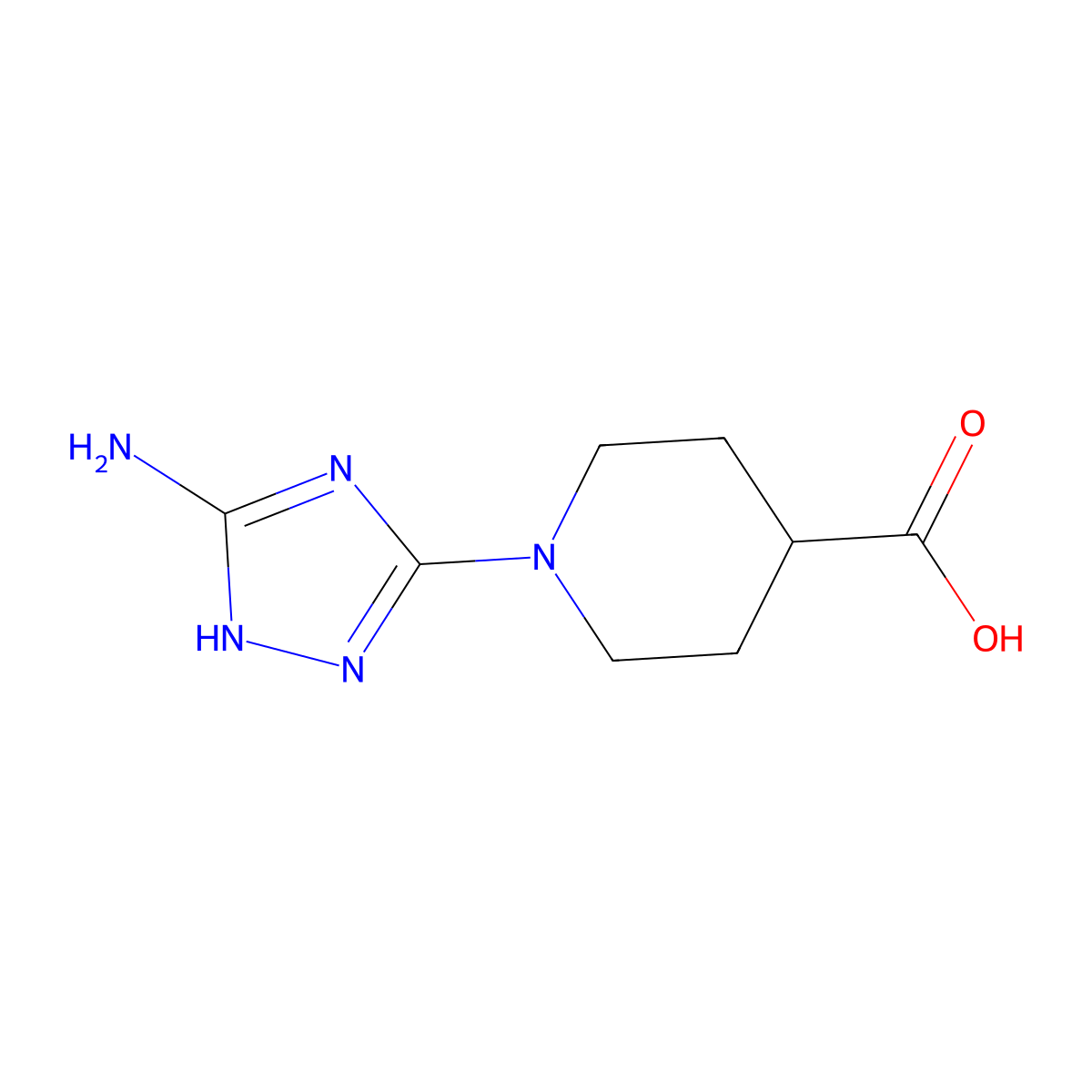 1-(5-amino-4H-1,2,4-triazol-3-yl)piperidine-4-carboxylic acid molecular structure, CAS 1251924-54-5