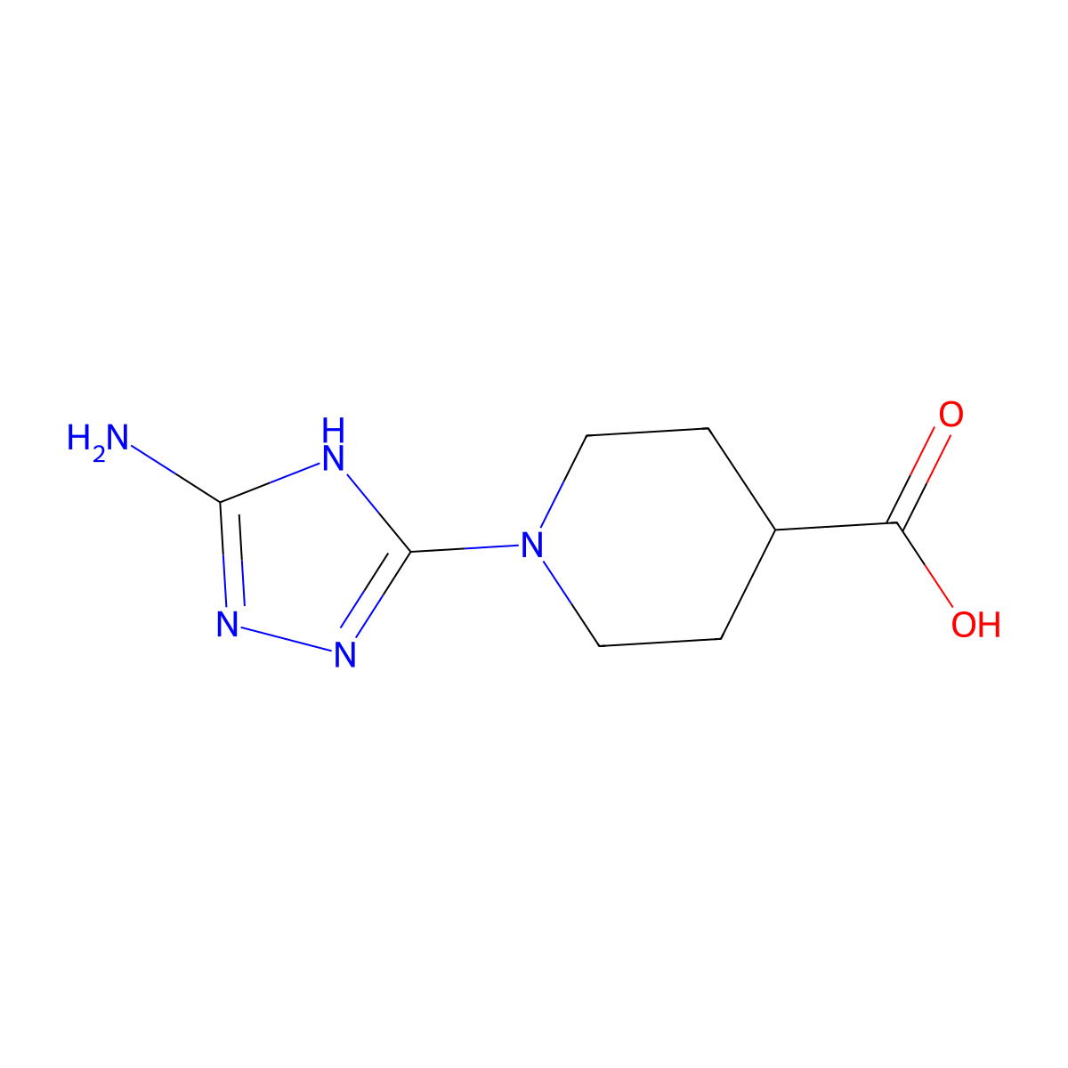 1-(5-amino-4H-1,2,4-triazol-3-yl)piperidine-4-carboxylic acid molecular structure, CAS 1251924-54-5