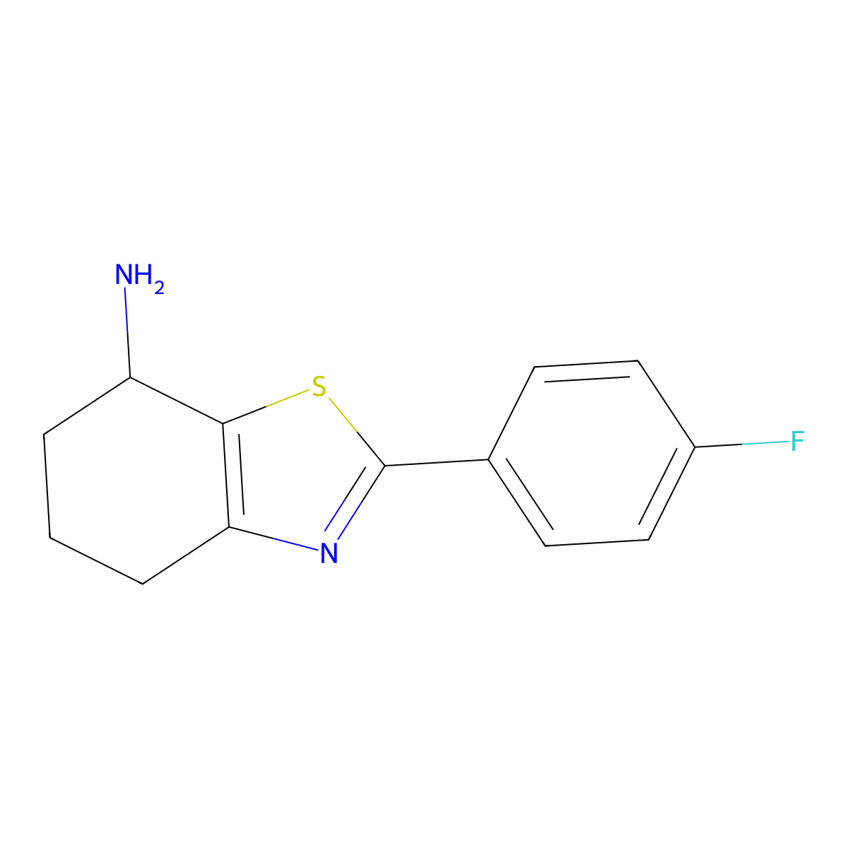 2-(4-Fluorophenyl)-4,5,6,7-tetrahydro-1,3-benzothiazol-7-amine molecular structure, CAS 1251924-55-6