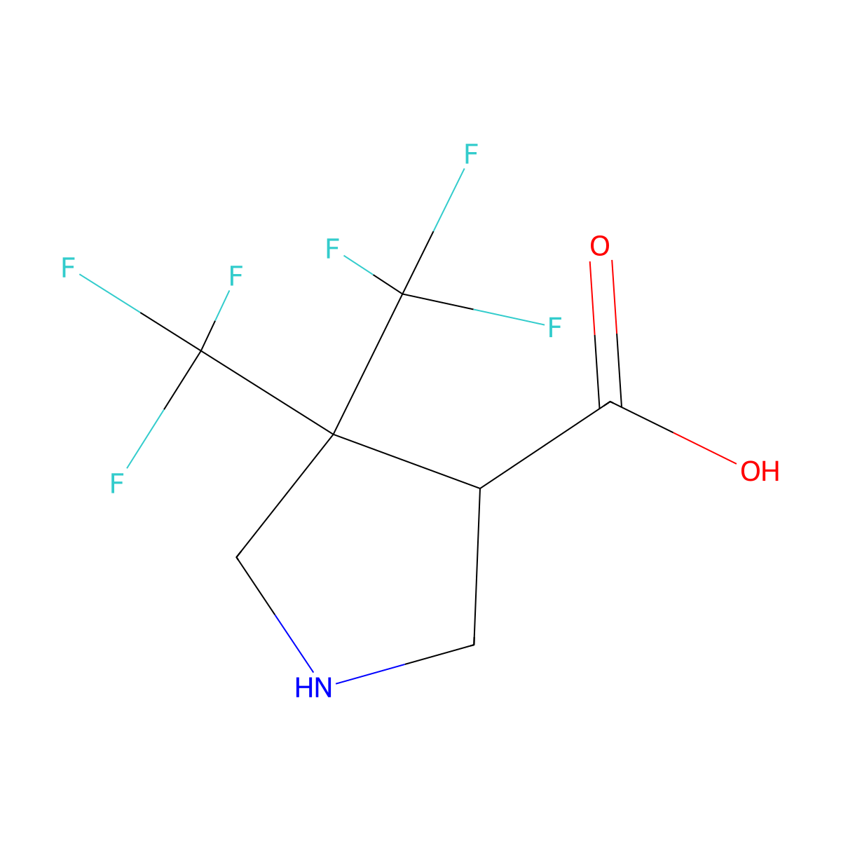 4,4-Bis(trifluoromethyl)pyrrolidine-3-carboxylic acid molecular structure, CAS 1251924-62-5