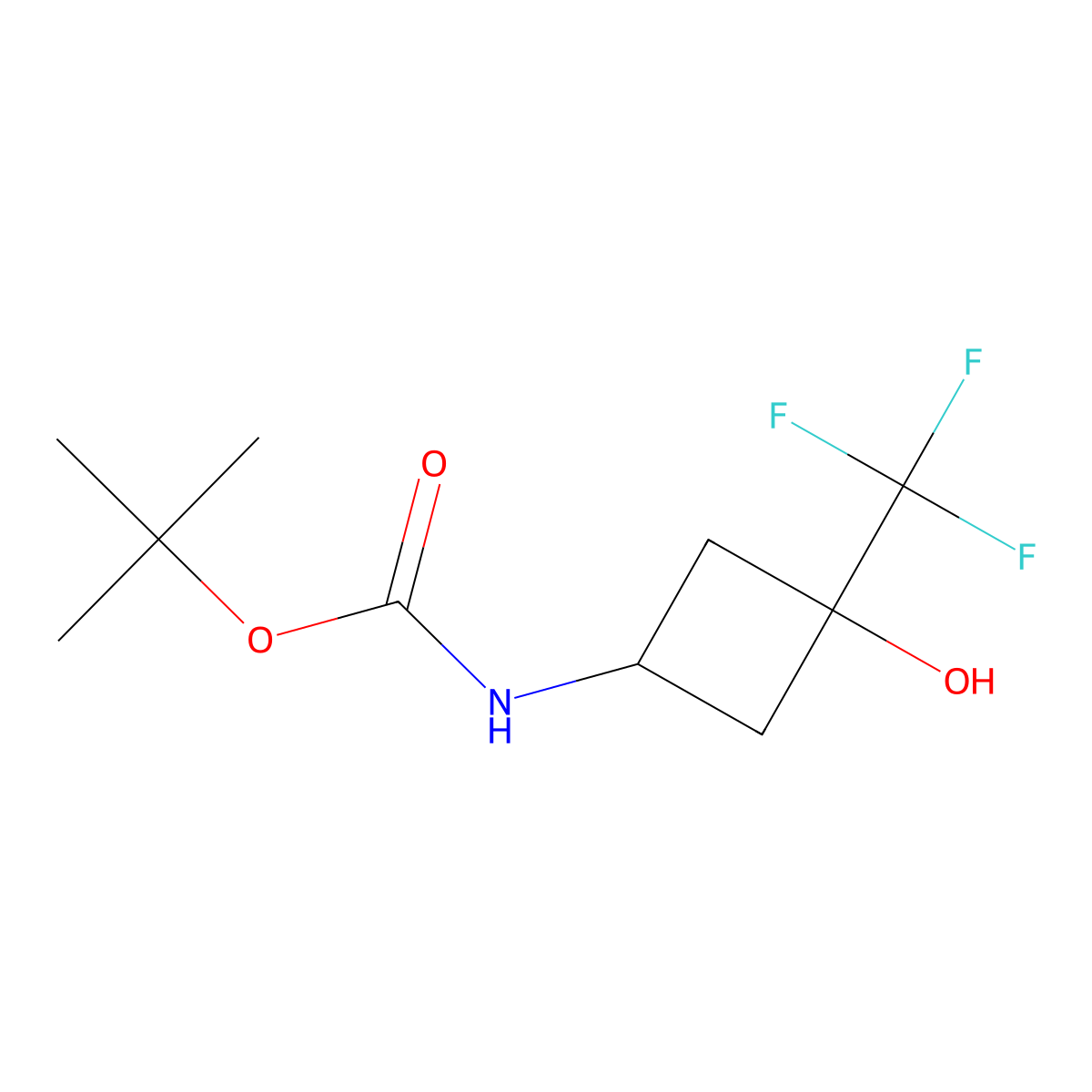 tert-butyl N-[3-hydroxy-3-(trifluoromethyl)cyclobutyl]carbamate molecular structure, CAS 1251924-65-8