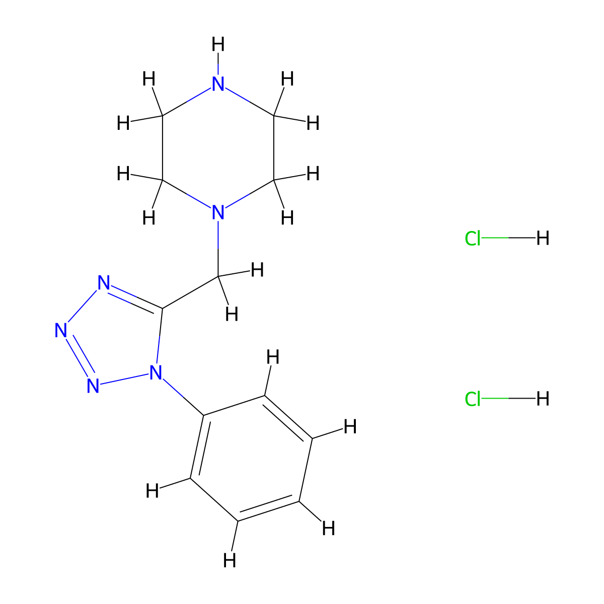 1-[(1-phenyl-1H-1,2,3,4-tetrazol-5-yl)methyl]piperazine dihydrochloride molecular structure, CAS 1251924-70-5