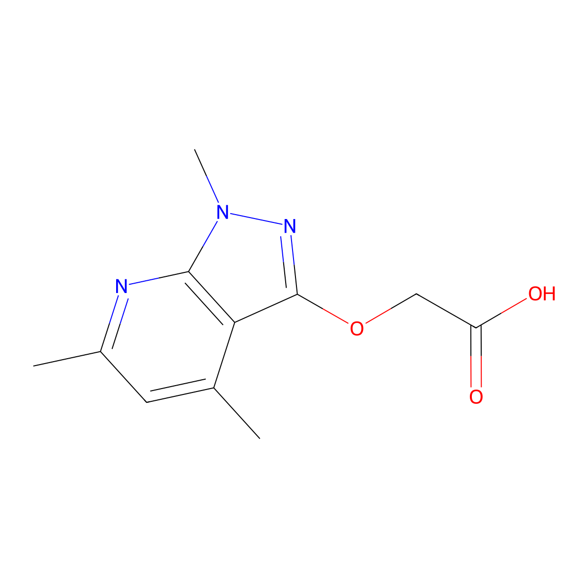 2-({1,4,6-trimethyl-1H-pyrazolo[3,4-b]pyridin-3-yl}oxy)acetic acid molecular structure, CAS 1251924-75-0