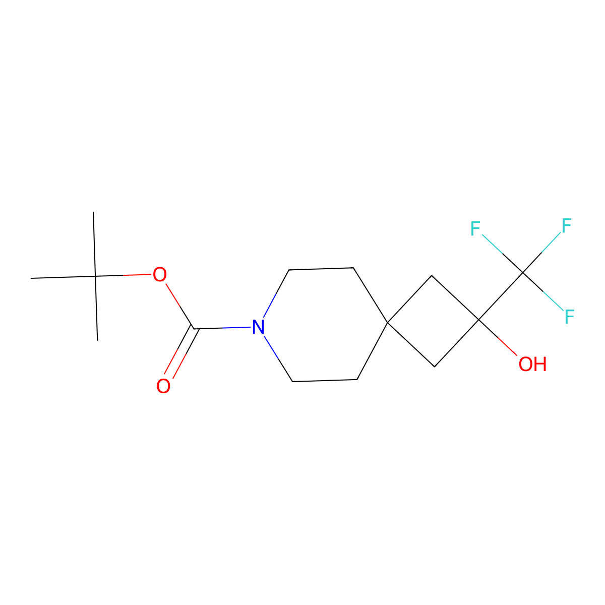 Tert-butyl 2-hydroxy-2-(trifluoromethyl)-7-azaspiro[3.5]nonane-7-carboxylate molecular structure, CAS 1251924-76-1