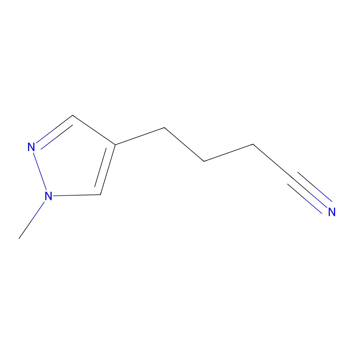 4-(1-methyl-1H-pyrazol-4-yl)butanenitrile molecular structure, CAS 1251924-86-3