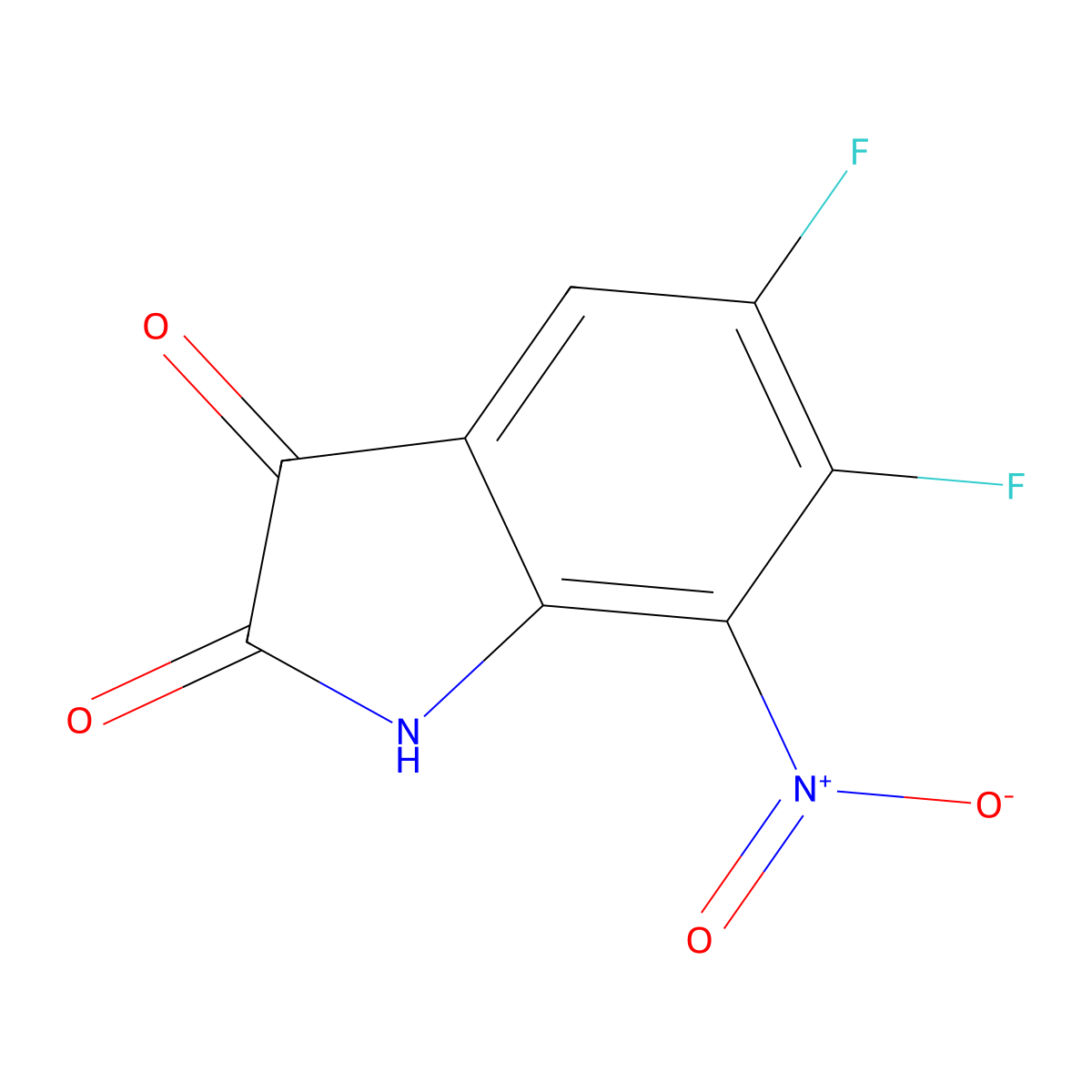5,6-difluoro-7-nitro-2,3-dihydro-1H-indole-2,3-dione molecular structure, CAS 1251925-00-4