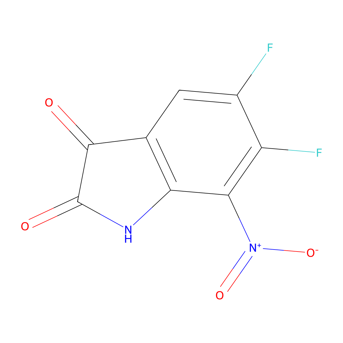 5,6-difluoro-7-nitro-2,3-dihydro-1H-indole-2,3-dione molecular structure, CAS 1251925-00-4