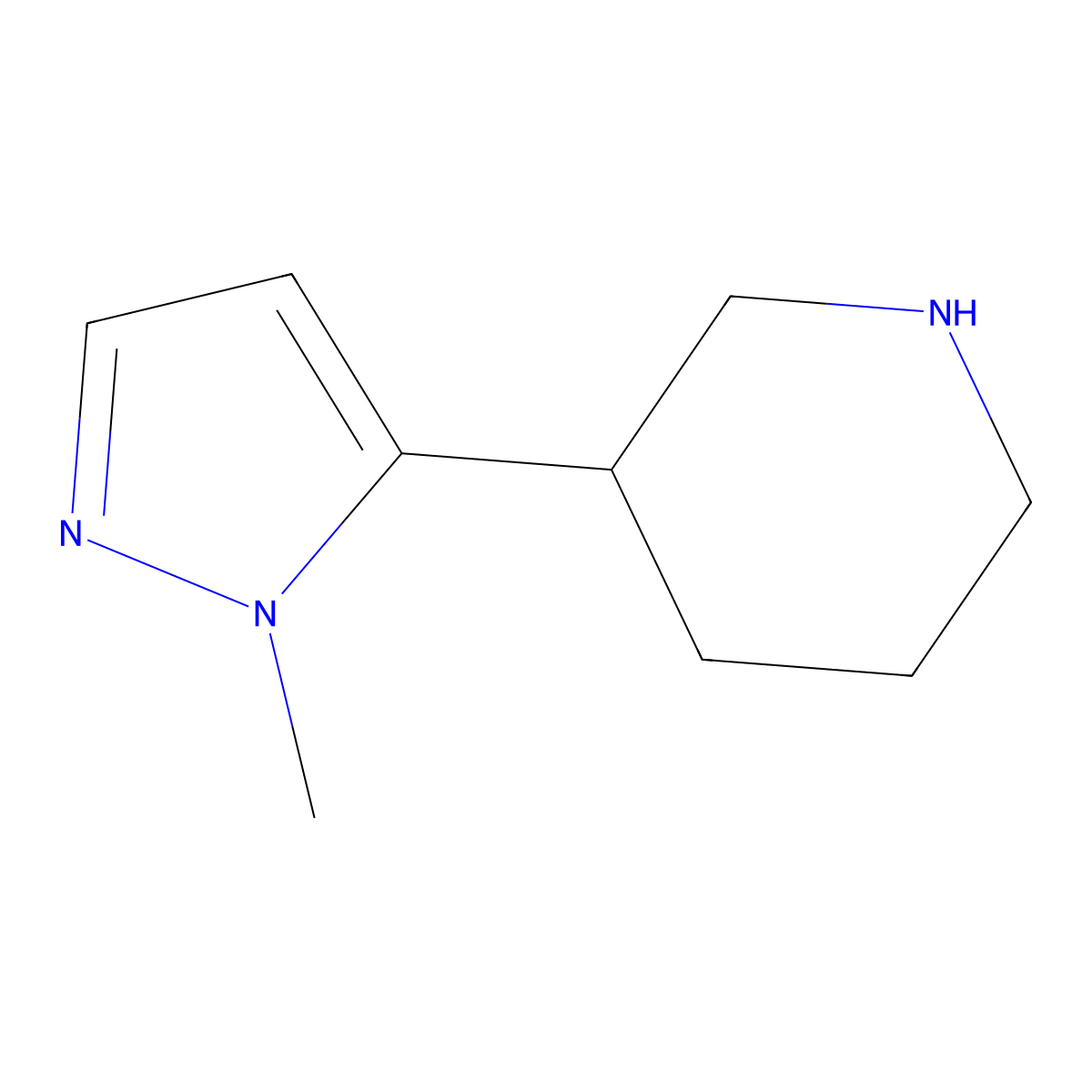 3-(1-methyl-1H-pyrazol-5-yl)piperidine molecular structure, CAS 1251925-05-9