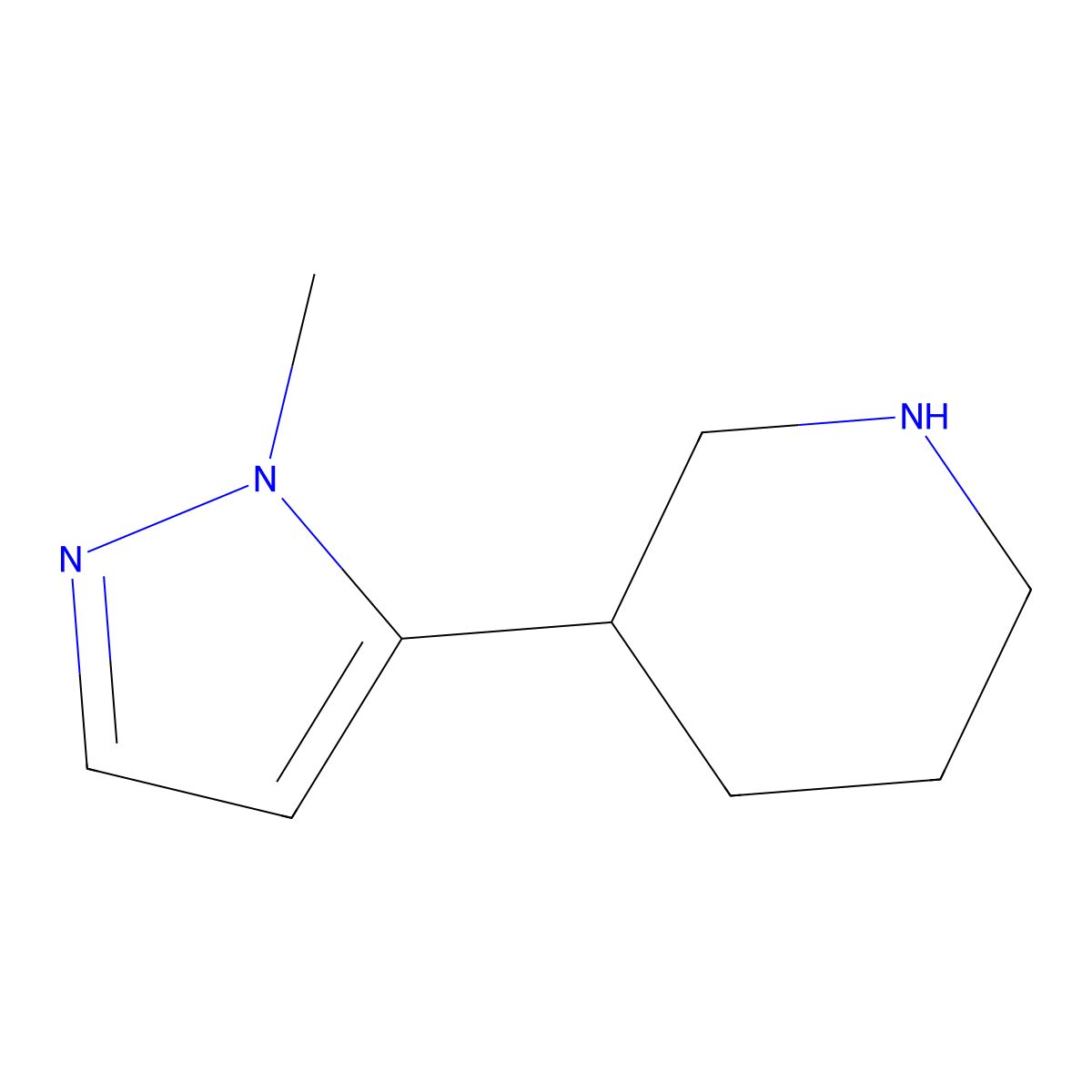 3-(1-methyl-1H-pyrazol-5-yl)piperidine molecular structure, CAS 1251925-05-9