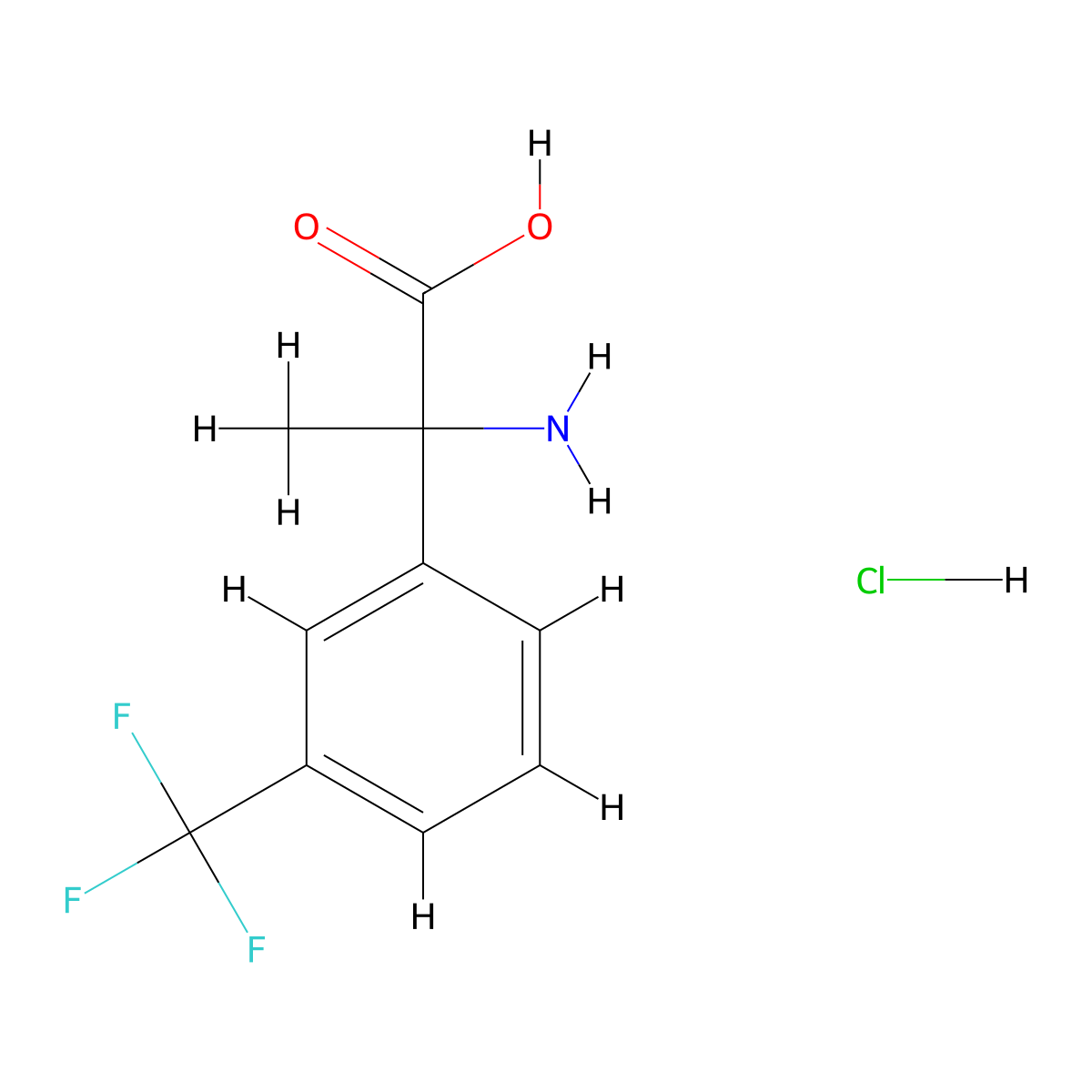2-Amino-2-[3-(trifluoromethyl)phenyl]propanoic acid hydrochloride molecular structure, CAS 1251925-11-7