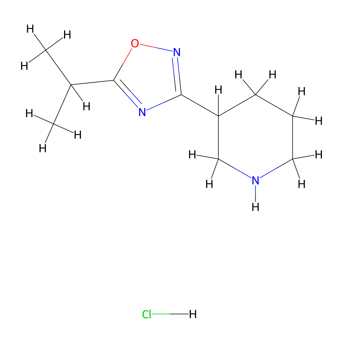 3-[5-(Propan-2-yl)-1,2,4-oxadiazol-3-yl]piperidine hydrochloride molecular structure, CAS 1251925-12-8