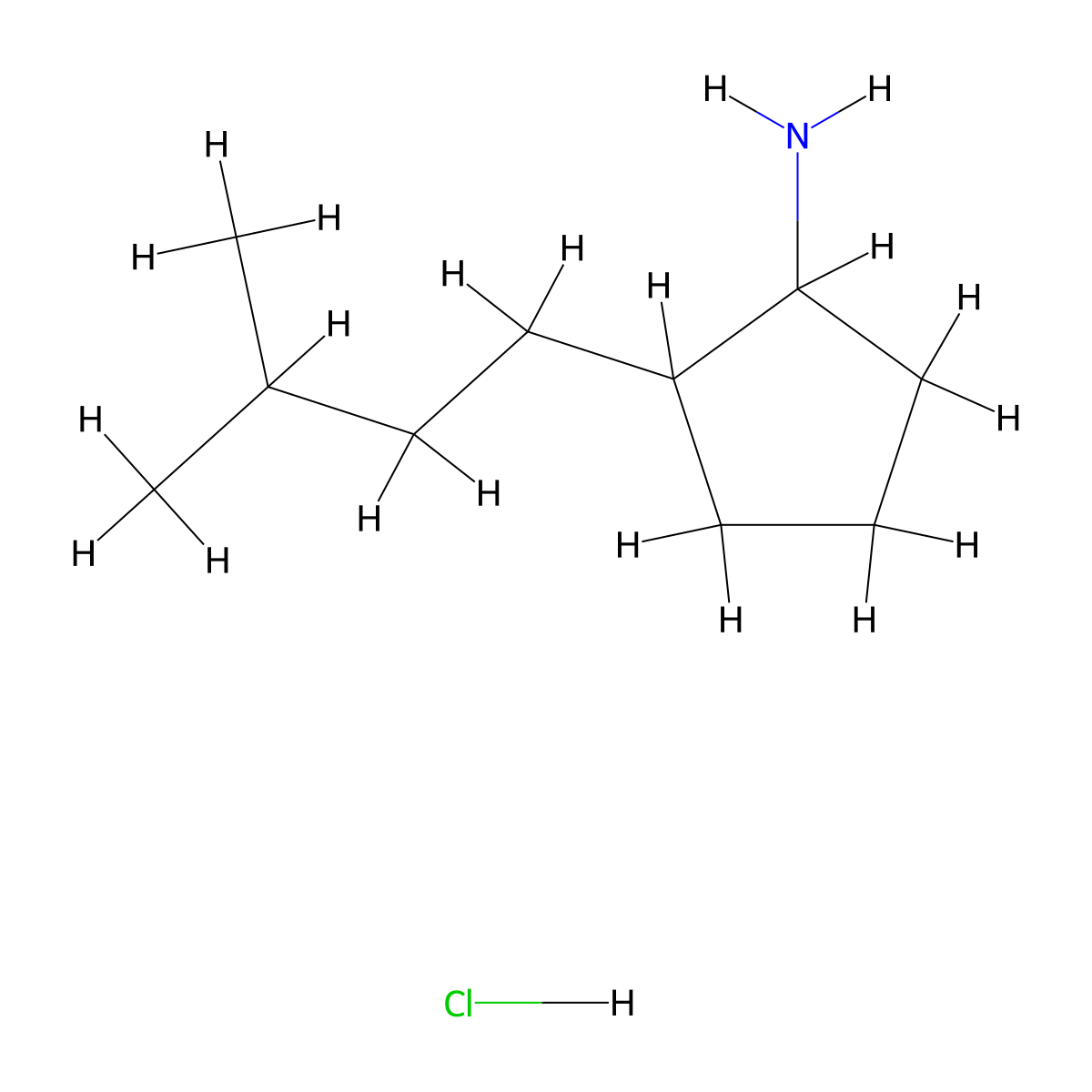 2-(3-Methylbutyl)cyclopentan-1-amine hydrochloride molecular structure, CAS 1251925-20-8