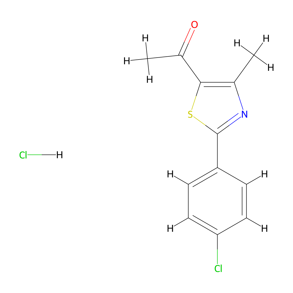 1-[2-(4-Chlorophenyl)-4-methyl-1,3-thiazol-5-yl]ethan-1-one hydrochloride molecular structure, CAS 1251925-25-3