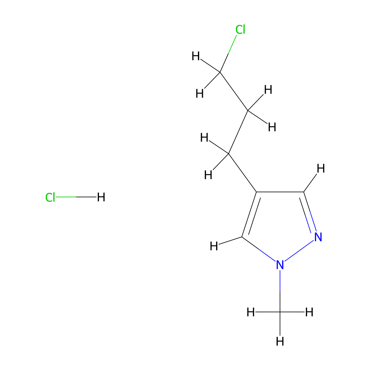 4-(3-chloropropyl)-1-methyl-1H-pyrazole hydrochloride molecular structure, CAS 1251925-28-6