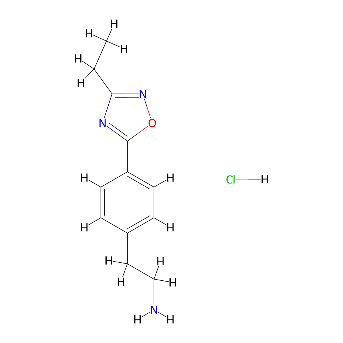 2-[4-(3-Ethyl-1,2,4-oxadiazol-5-yl)phenyl]ethan-1-amine hydrochloride molecular structure, CAS 1251925-30-0