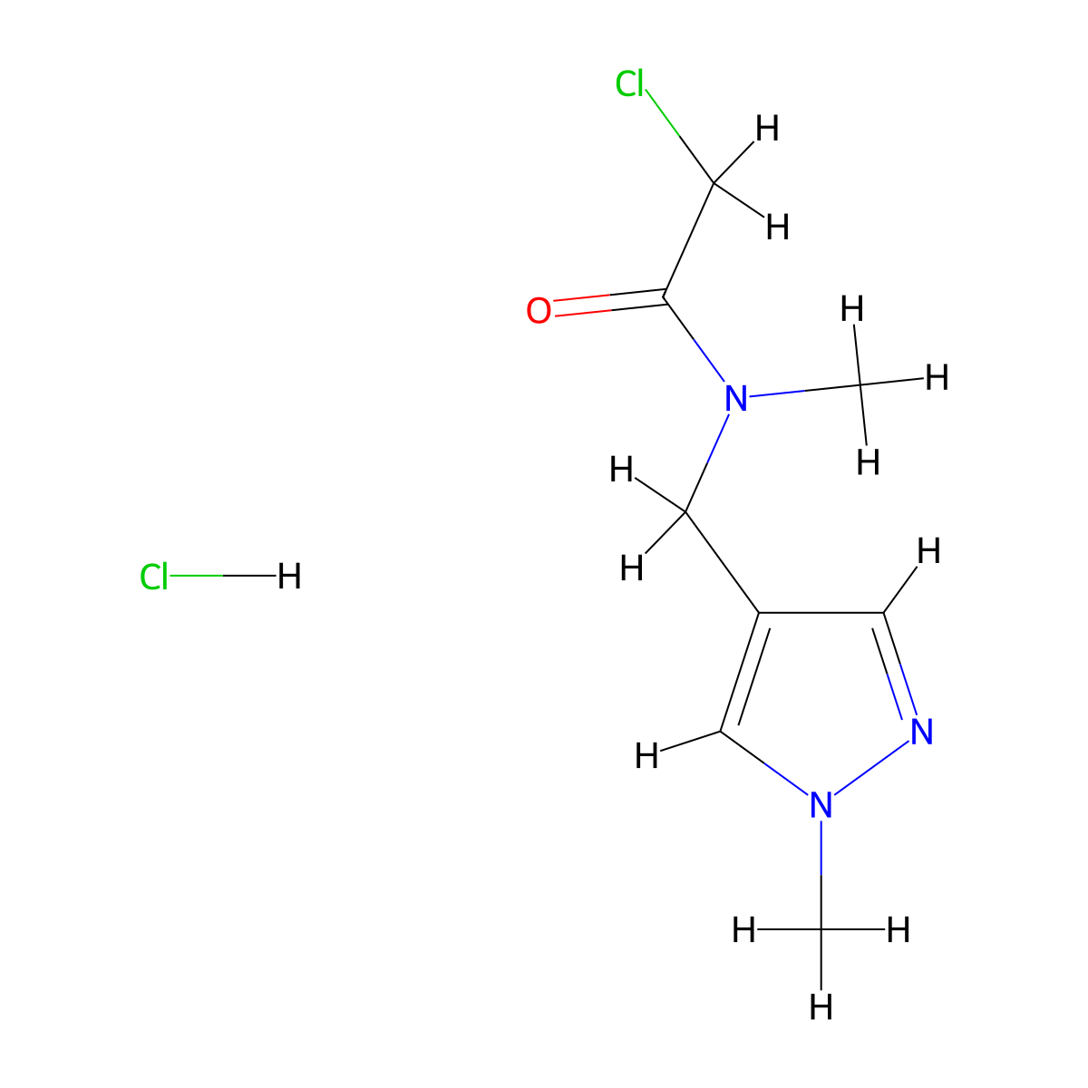2-chloro-N-methyl-N-[(1-methyl-1H-pyrazol-4-yl)methyl]acetamide hydrochloride molecular structure, CAS 1251925-34-4