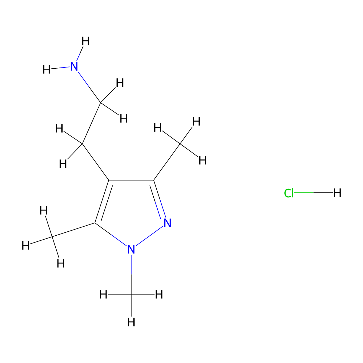 2-(trimethyl-1H-pyrazol-4-yl)ethan-1-amine hydrochloride molecular structure, CAS 1251925-37-7