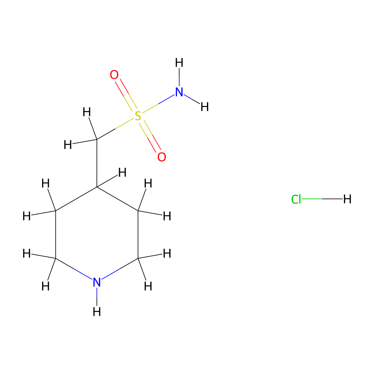 Piperidin-4-ylmethanesulfonamide hydrochloride molecular structure, CAS 1251925-40-2