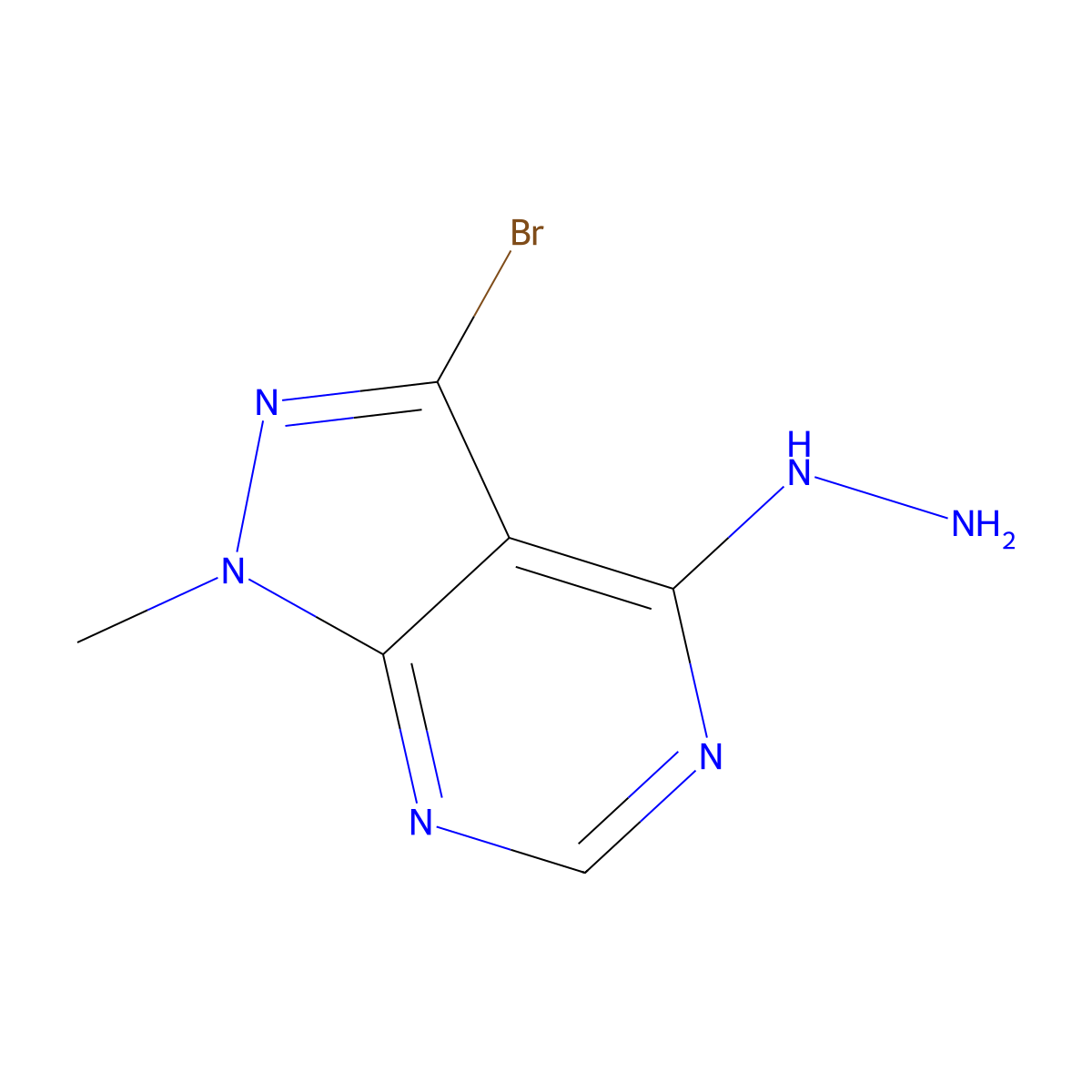 1H-Pyrazolo(3,4-d)pyrimidine, 3-bromo-4-hydrazinyl-1-methyl- molecular structure, CAS 1251925-46-8